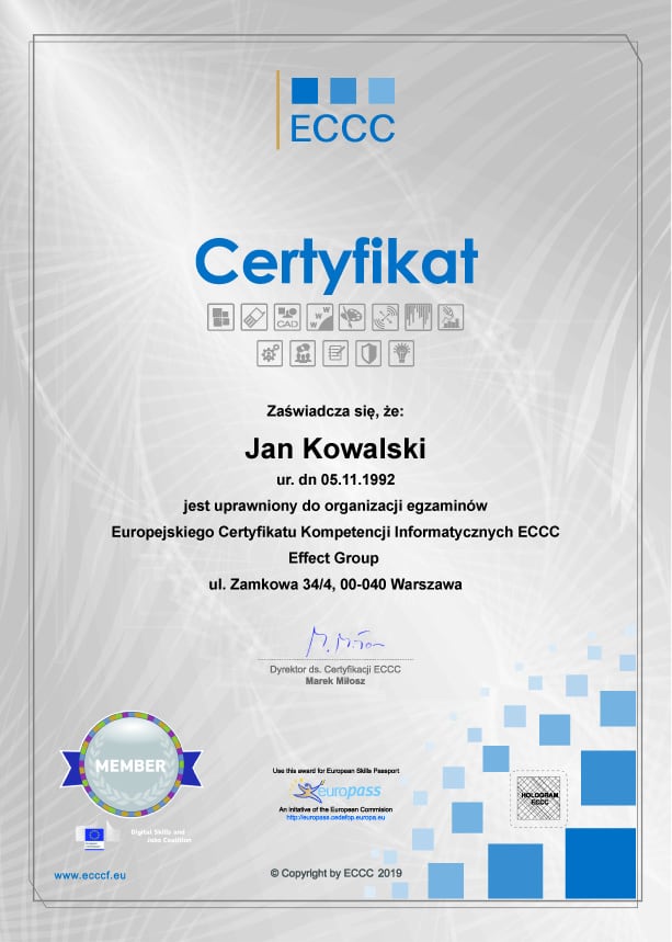 Opis certyfikatu ECCC